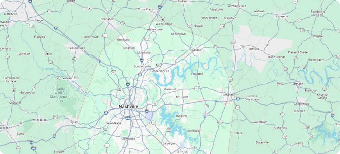 Nashville metro service area map